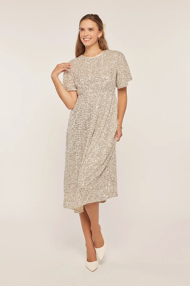 The Allegra Sequin Dress in Champagne - FINAL SALE