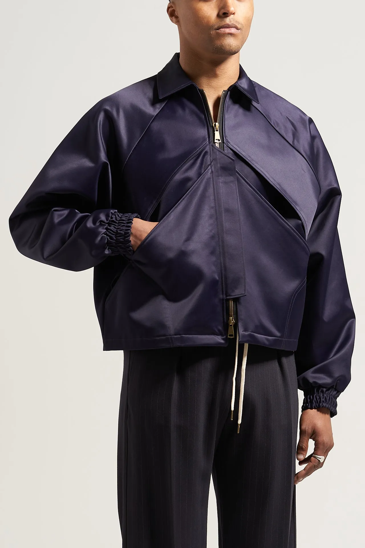 The Navy Sateen Prism Jacket
