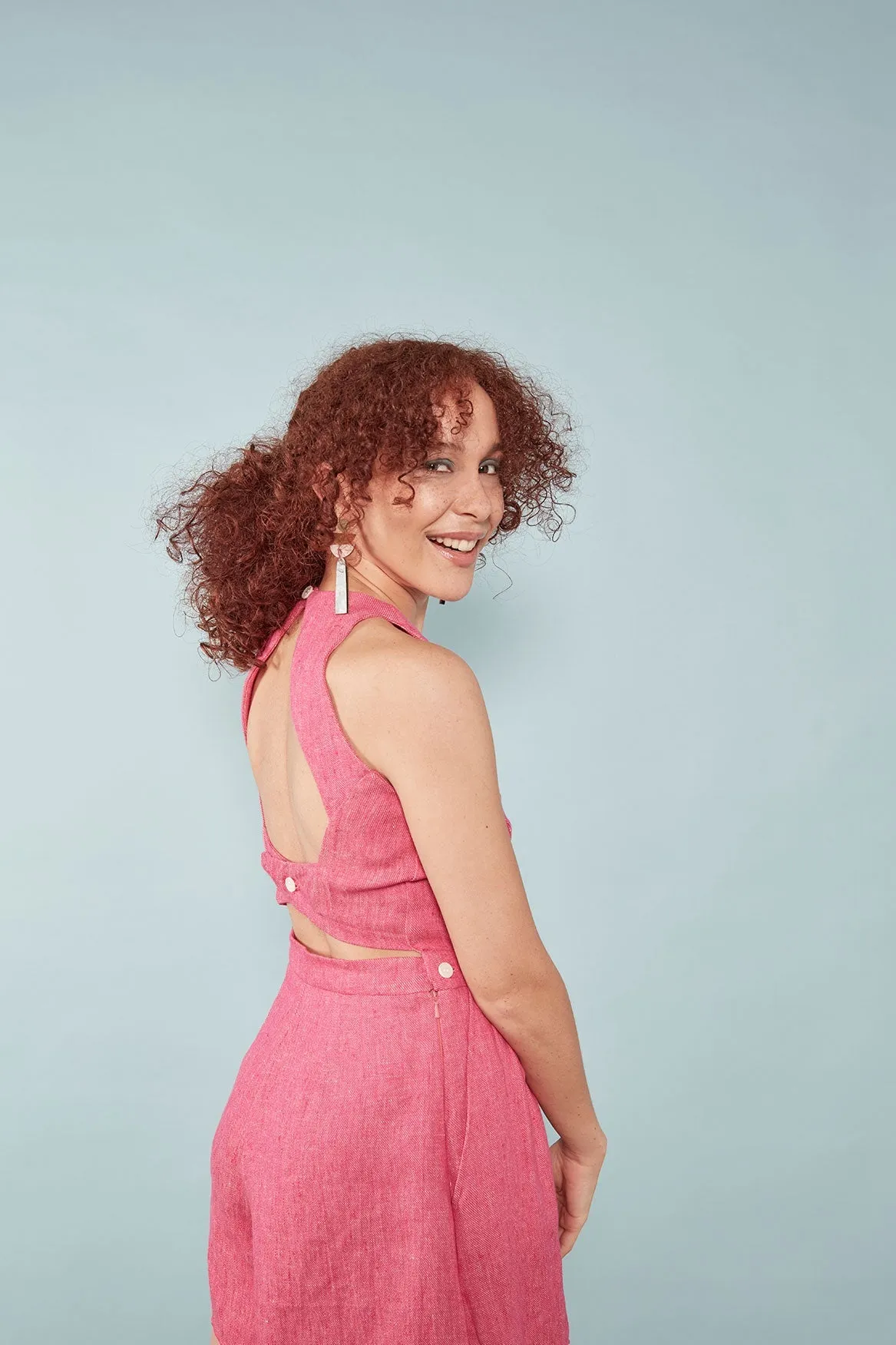 The Penny ezp® Playsuit Hot Pink Linen