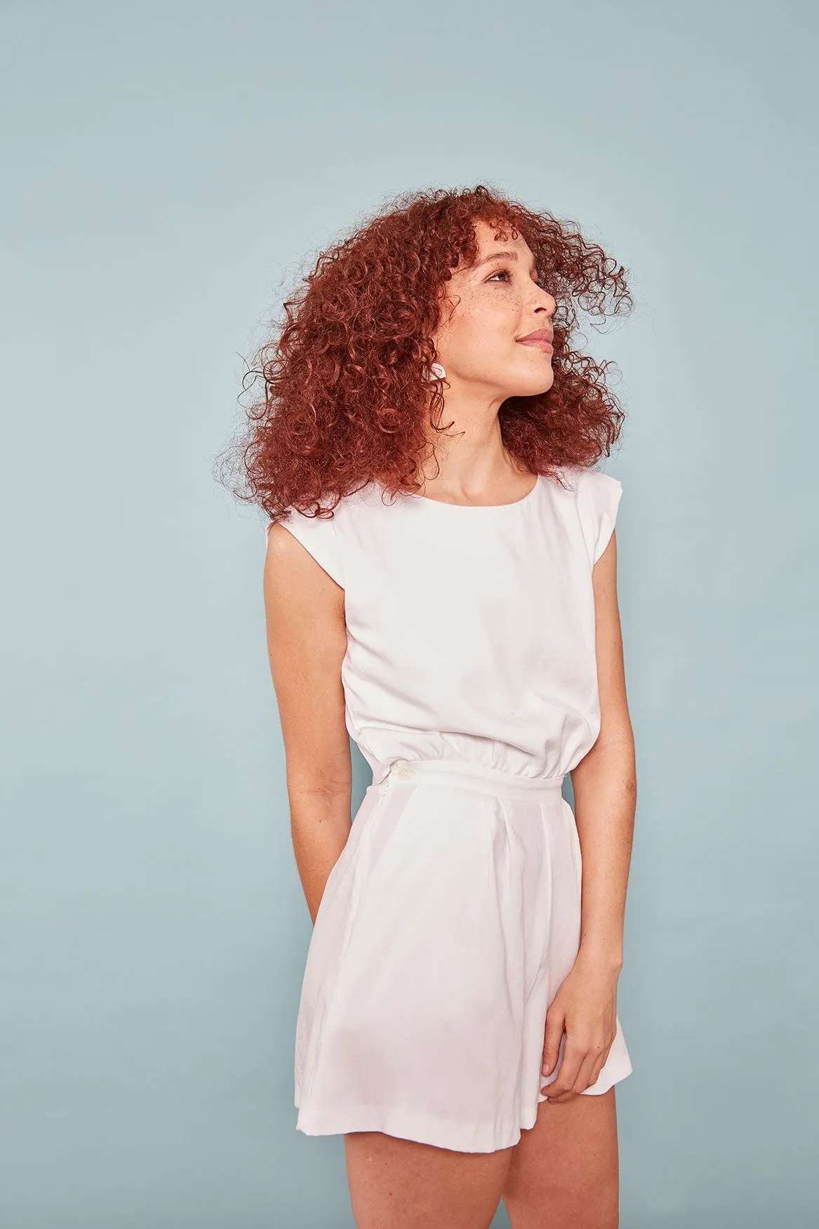 The Short Shorts ezp® Playsuit White Lyocell/Linen