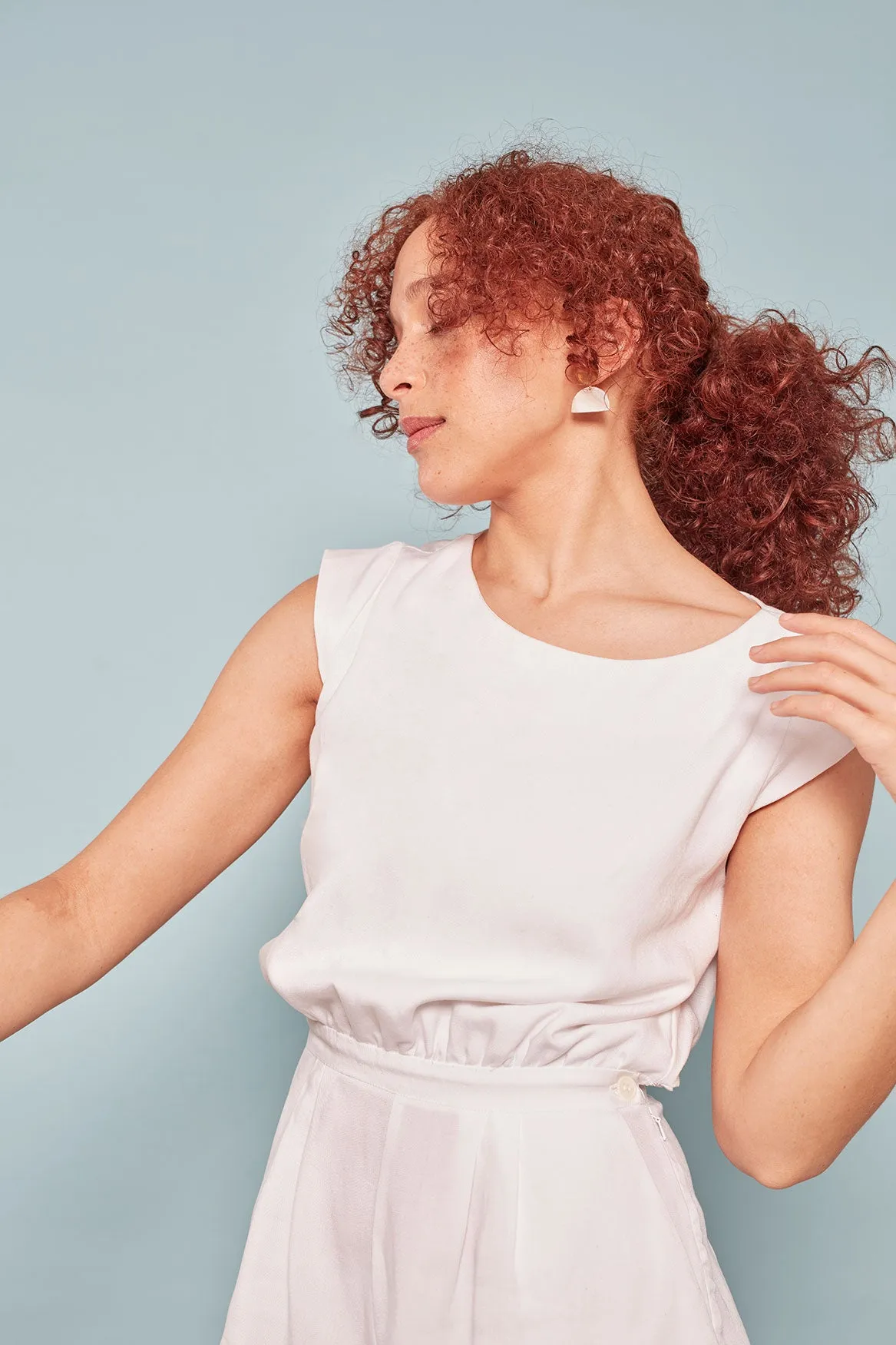 The Short Shorts ezp® Playsuit White Lyocell/Linen
