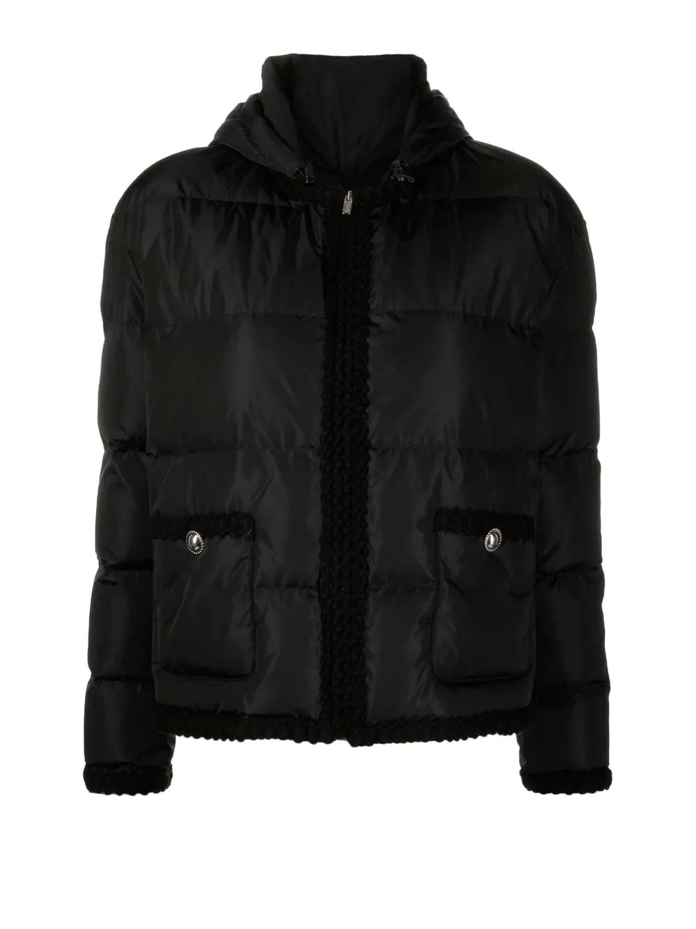 Trimmed hooded puffer jacket
