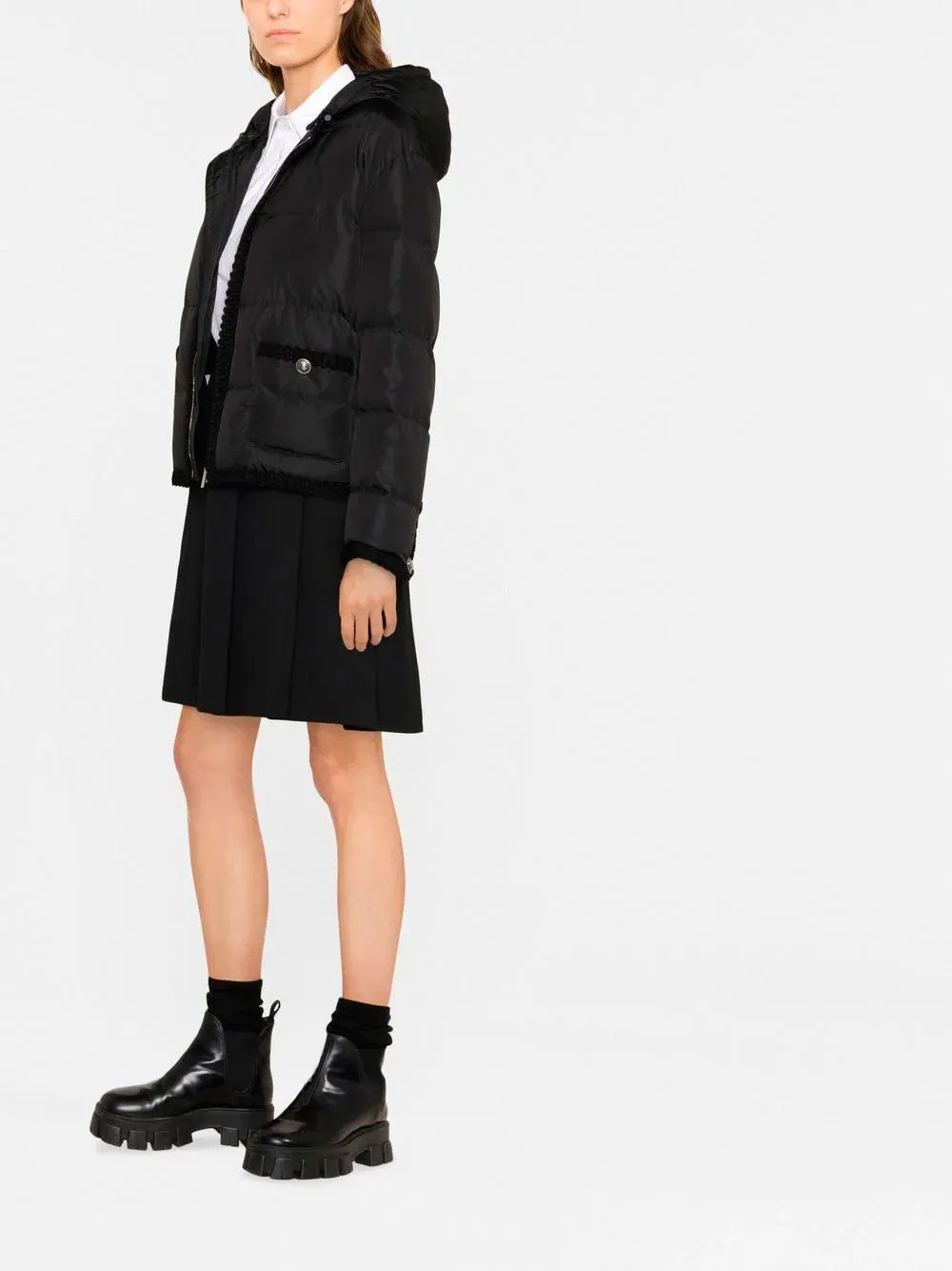Trimmed hooded puffer jacket