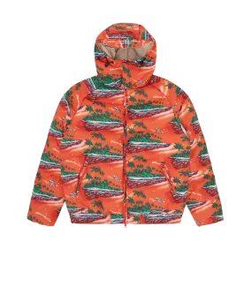 TROPICAL ISLAND PUFFER JACKET - RED