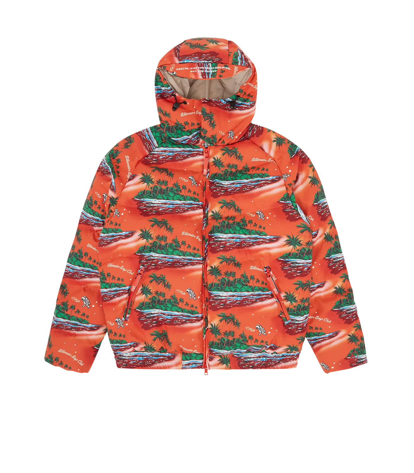 TROPICAL ISLAND PUFFER JACKET - RED