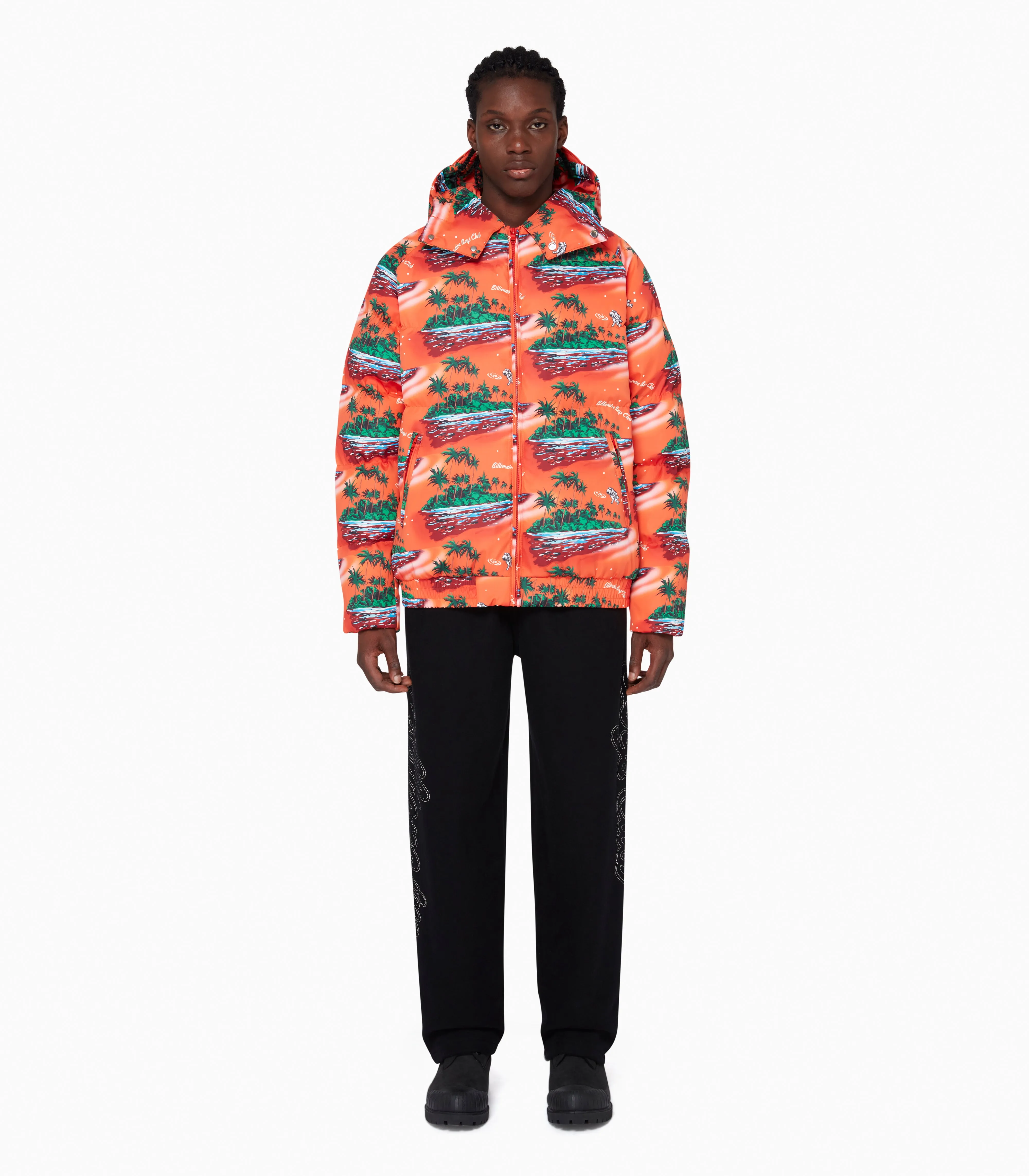 TROPICAL ISLAND PUFFER JACKET - RED