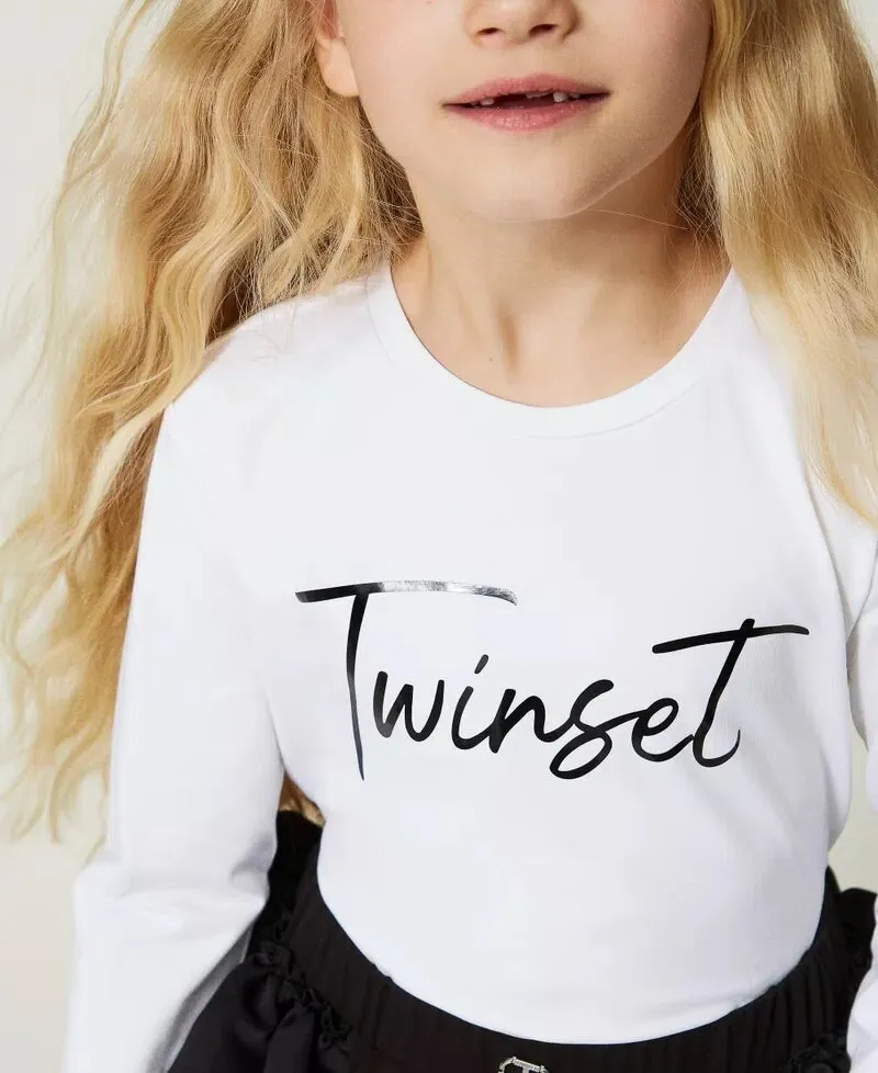TWINSET Girl's white t-shirt-232GJ215L