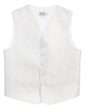 White Formal Boys Paisley Tuxedo Vest Set