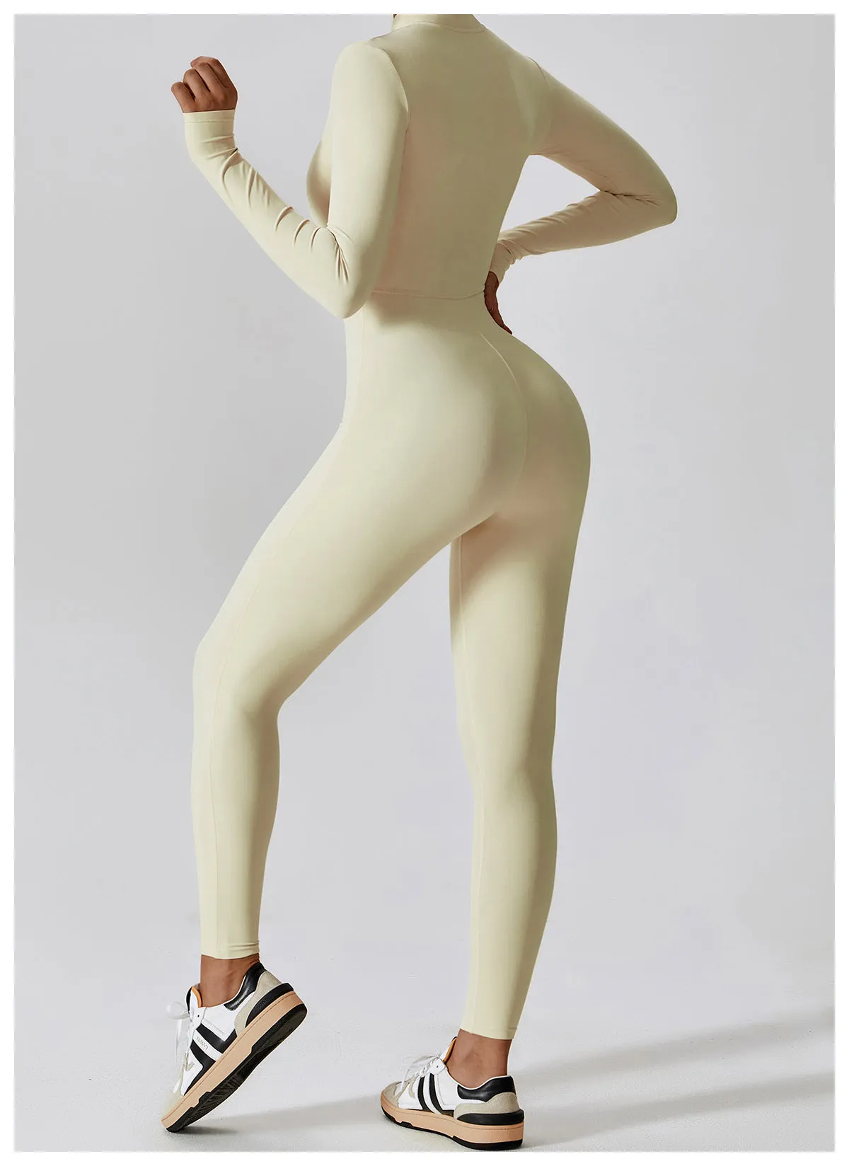 Zipper Long-Sleeve Yoga Jumpsuit