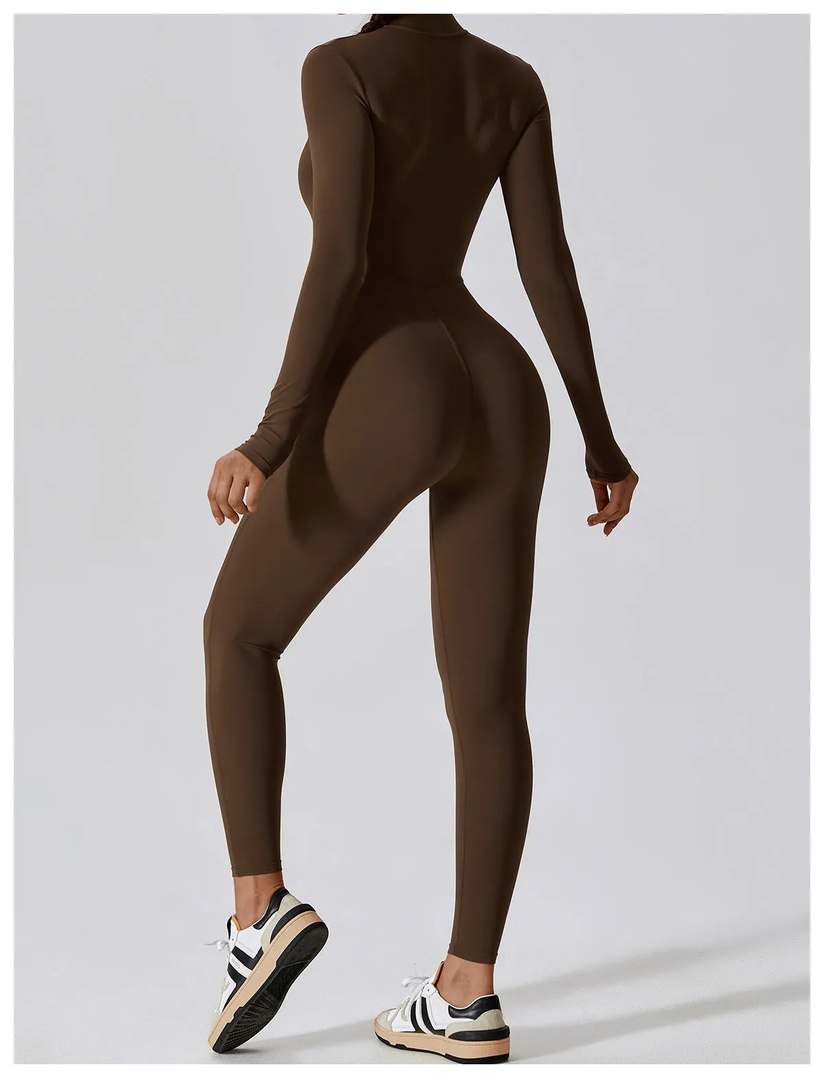 Zipper Long-Sleeve Yoga Jumpsuit