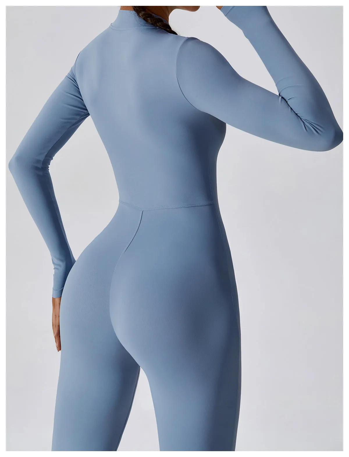 Zipper Long-Sleeve Yoga Jumpsuit